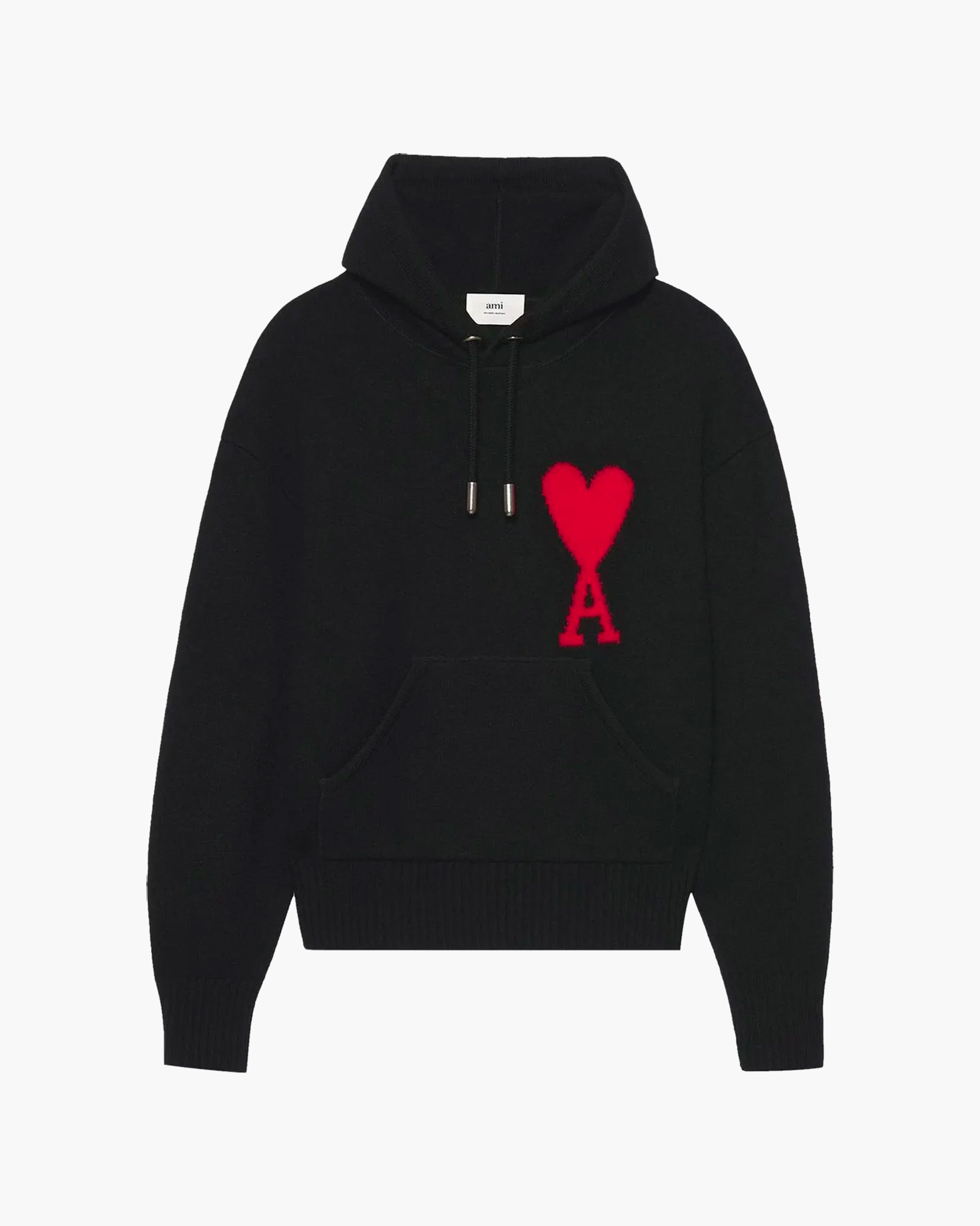 Ami Paris Hoodie Noir Ami de Coeur Rouge