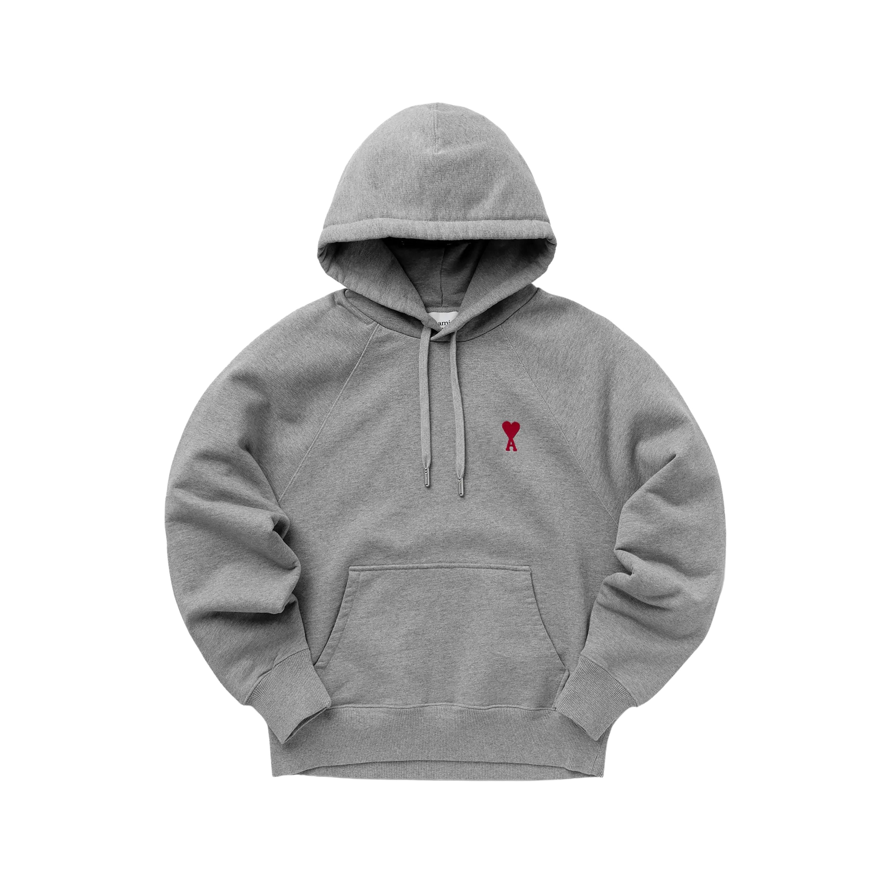 Ami Paris Hoodie Ami de Coeur Rouge Gris