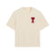 Ami Paris Beige T-shirt Red Heart Friend Patch