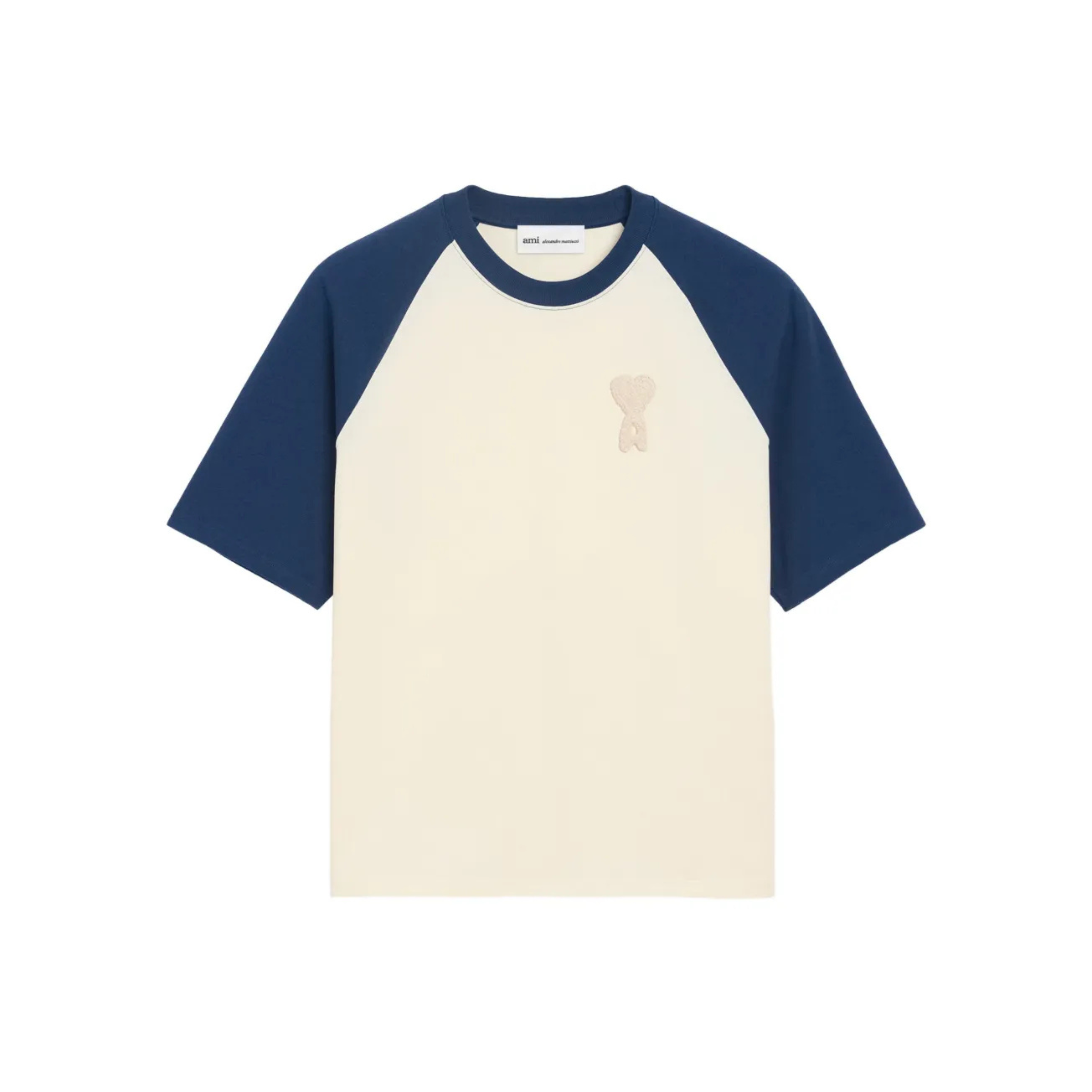 Ami Paris T-shirt Blanc et Bleu logo 3D de cœur