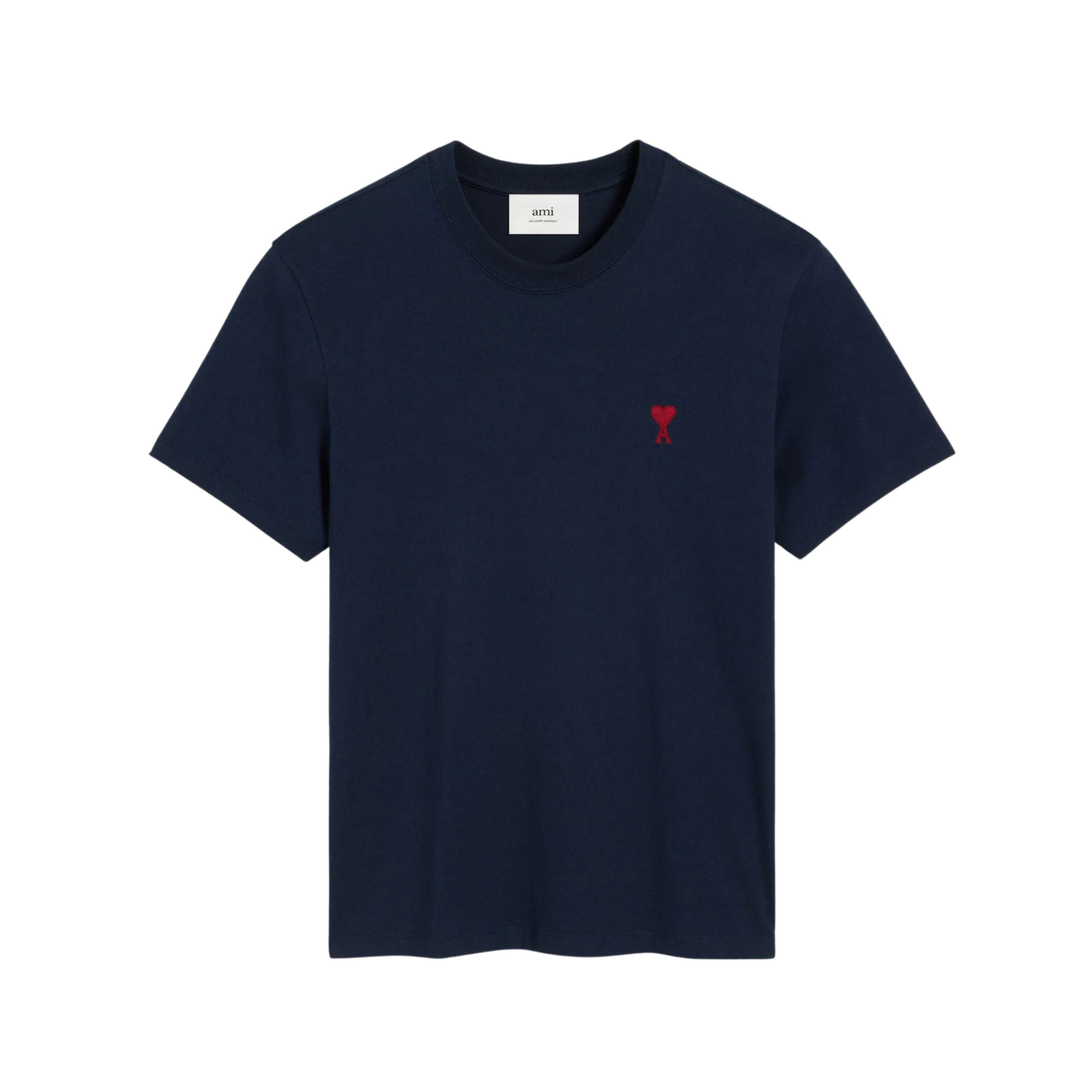 Ami Paris T-Shirt Bleu nuit Ami de Coeur Rouge