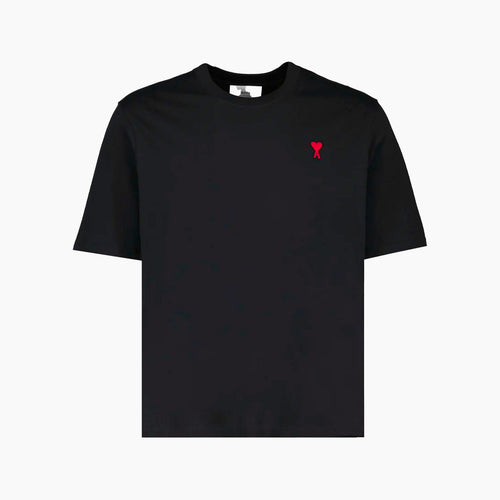 Ami Paris T-shirt Noir Ami de Coeur Rouge