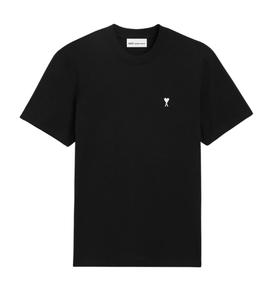 Ami Paris T-shirt Noir De Coeur Blanc