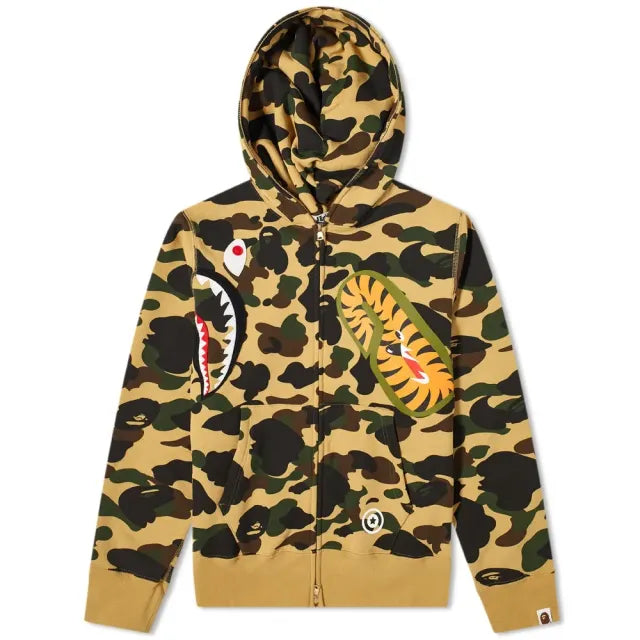 A Bathing Ape Bape 1st Camo Multi Shark Full Zip Hoodie Yellow