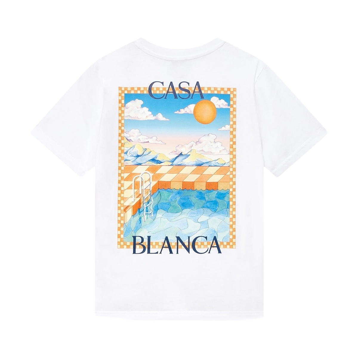 Casablanca T-shirt Surreal Pool Blanc