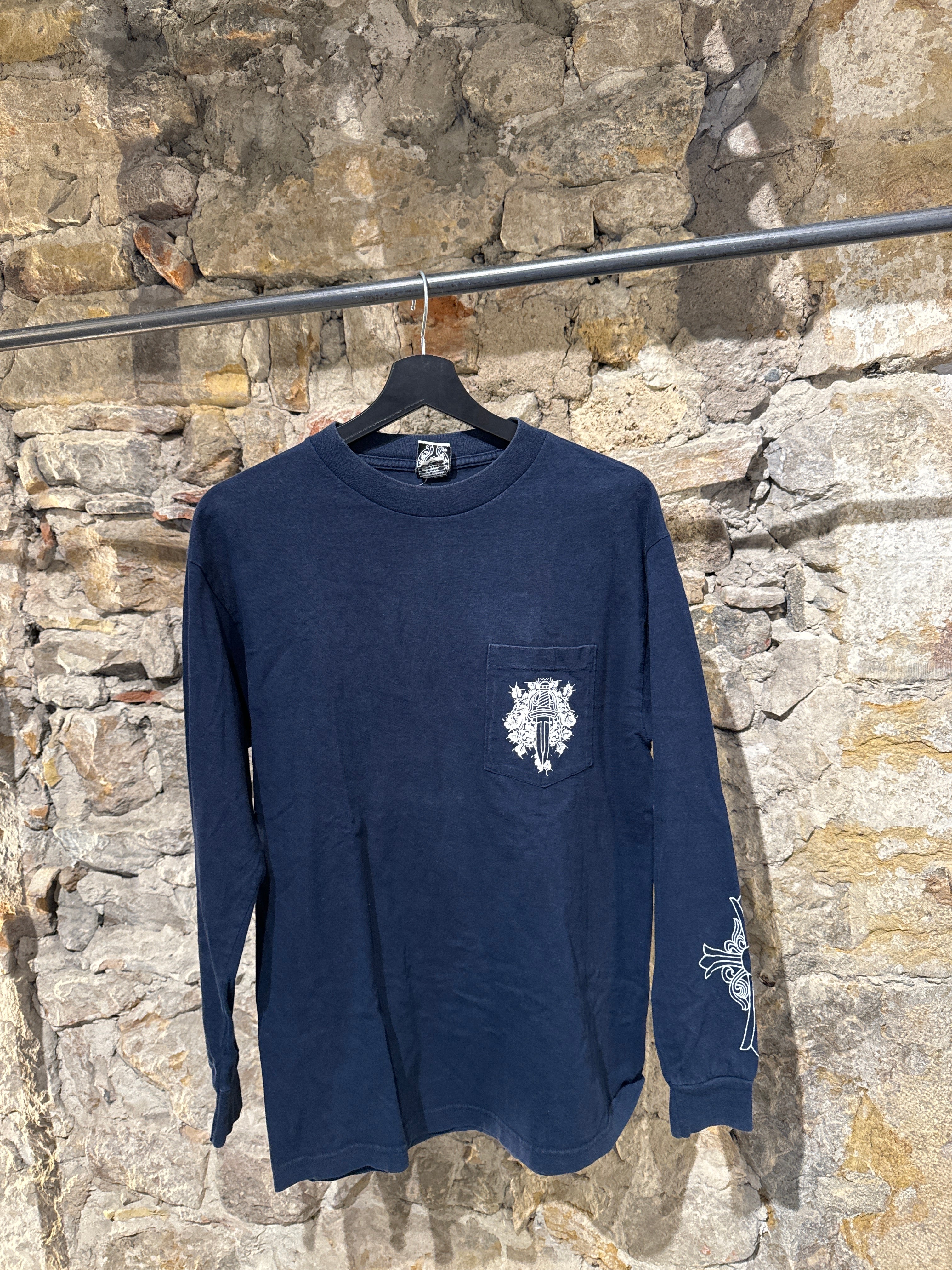 Chrome Hearts Vintage LongSleeve Dagger Pocket Navy Chrome Hearts