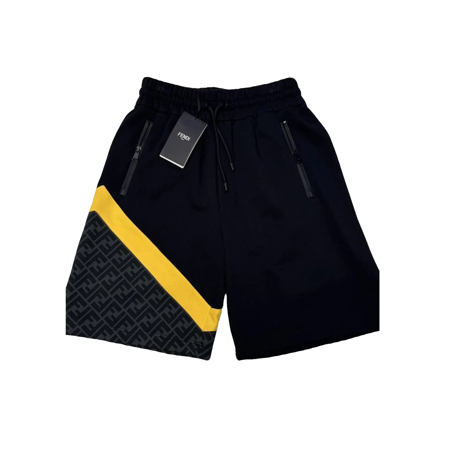 Fendi Short Noir Jaune Monogramme