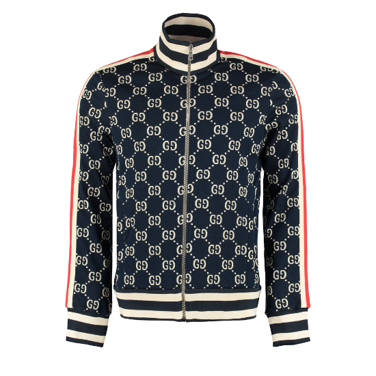Gucci GG Jacquard Cotton Jacket Blue/Ivory