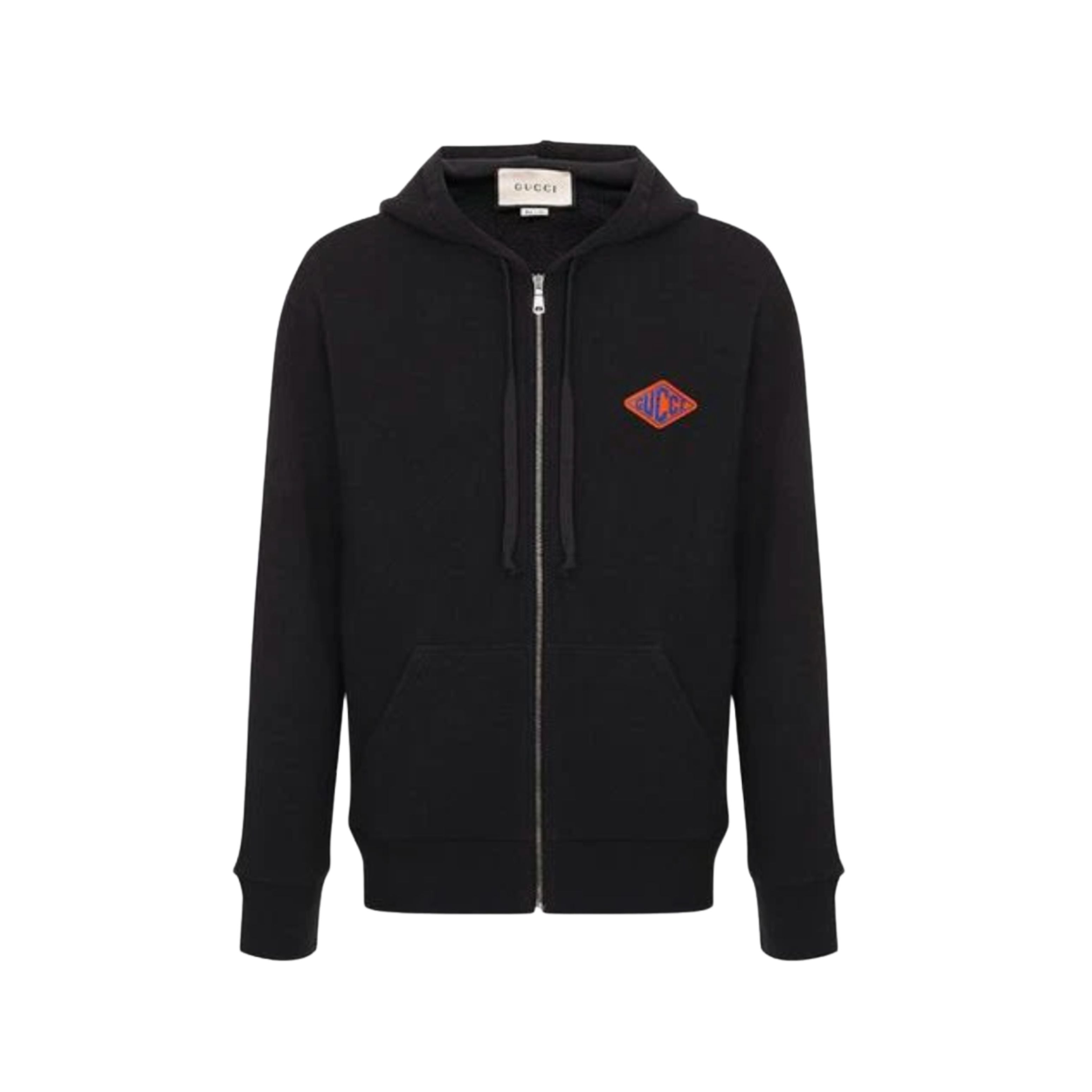 Gucci Gucci Logo Pattern hooded Zipper Hoodie Black