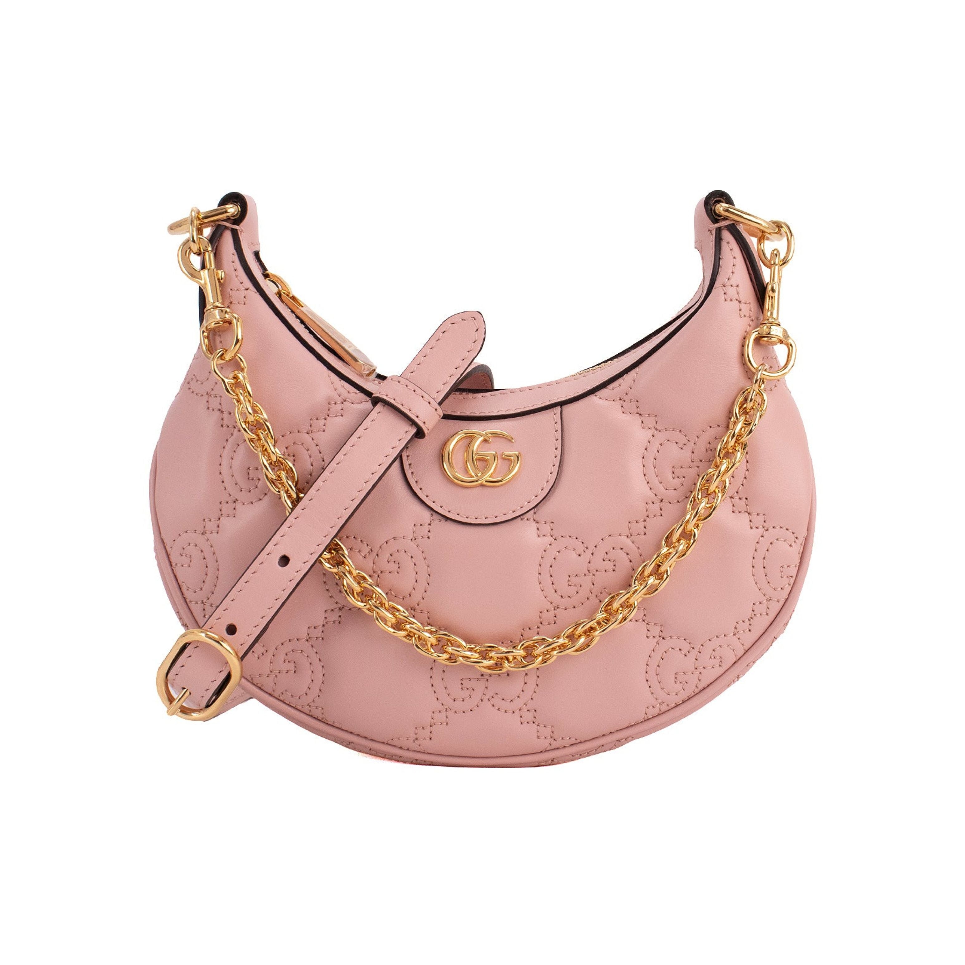 Gucci Sac à bandoulière en cuir matelassé GG rose