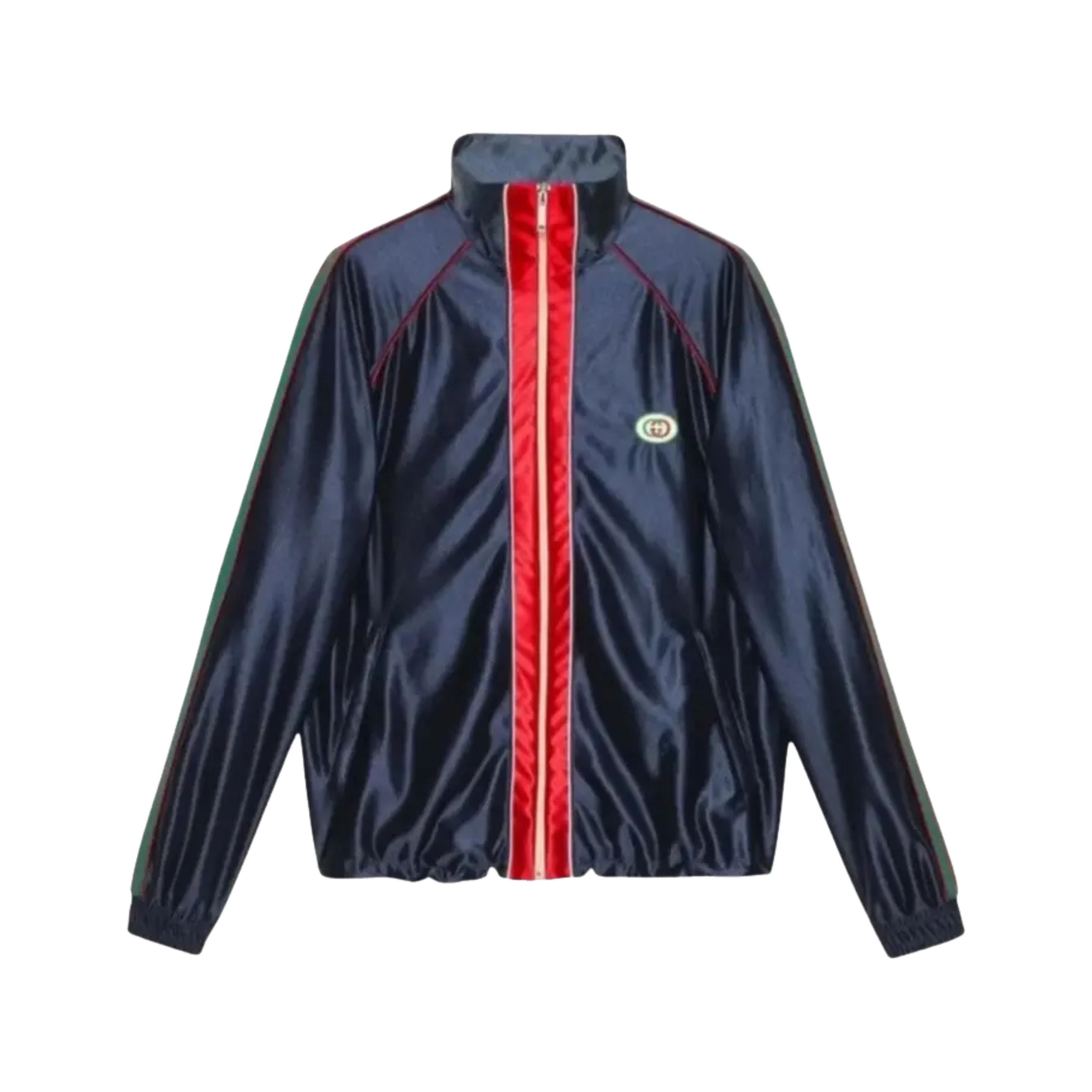 Gucci Veste Zip Jersey Brillant Bleu