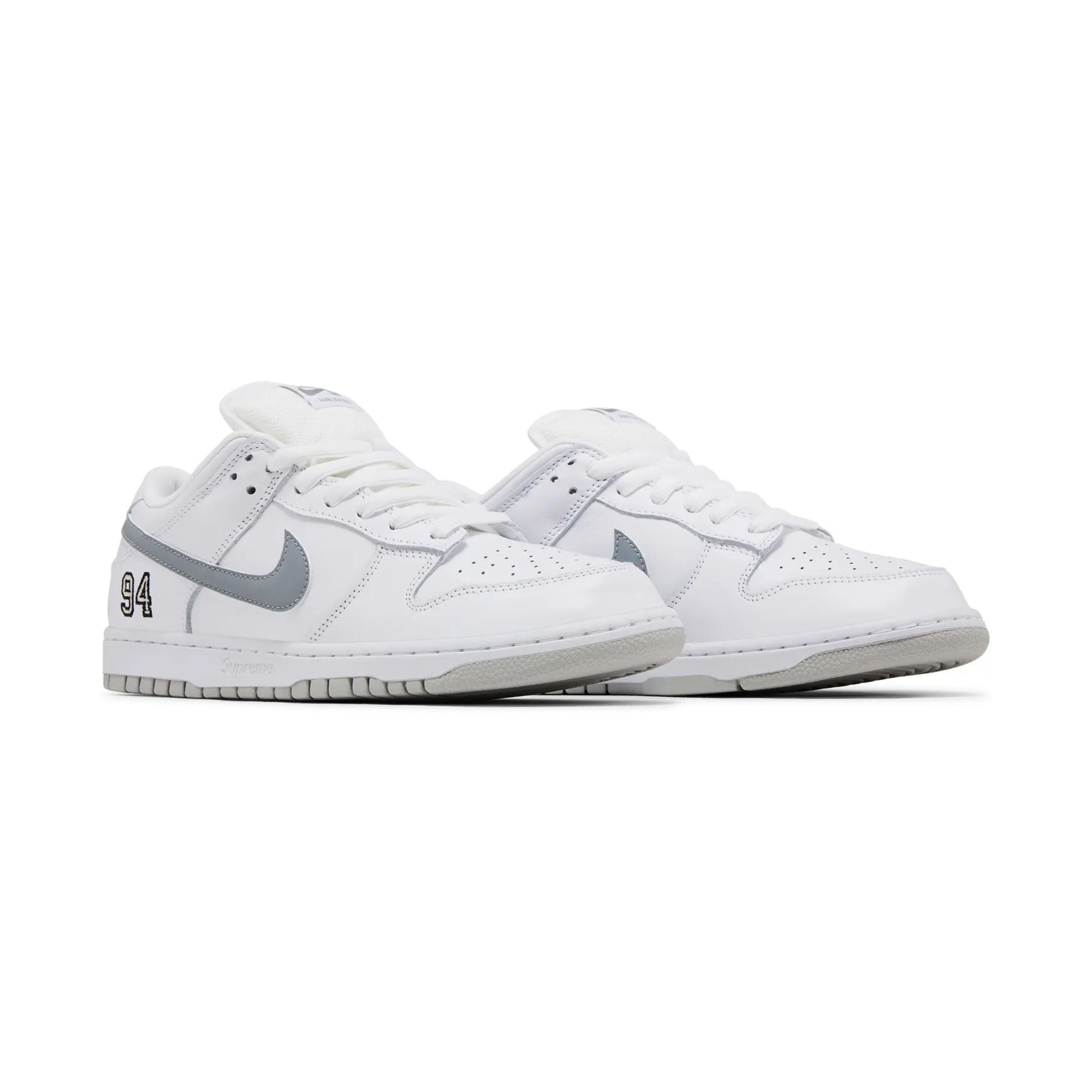 Nike SB Dunk Low Supreme 94 White Metallic Silver