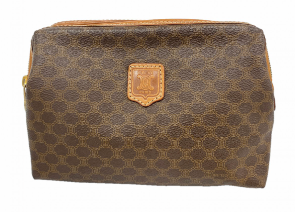 Pochette Céline Macadam PVC marron ferrures dorées