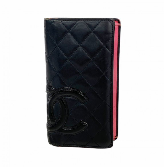 Chanel Cambon long wallet black lambskin patent leather