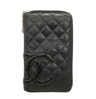 Portefeuille long Chanel Cambon agneau noir
