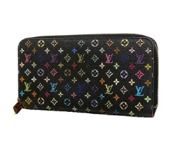 Portefeuille Louis Vuitton Monogram Multicolore Zippy noir grenade