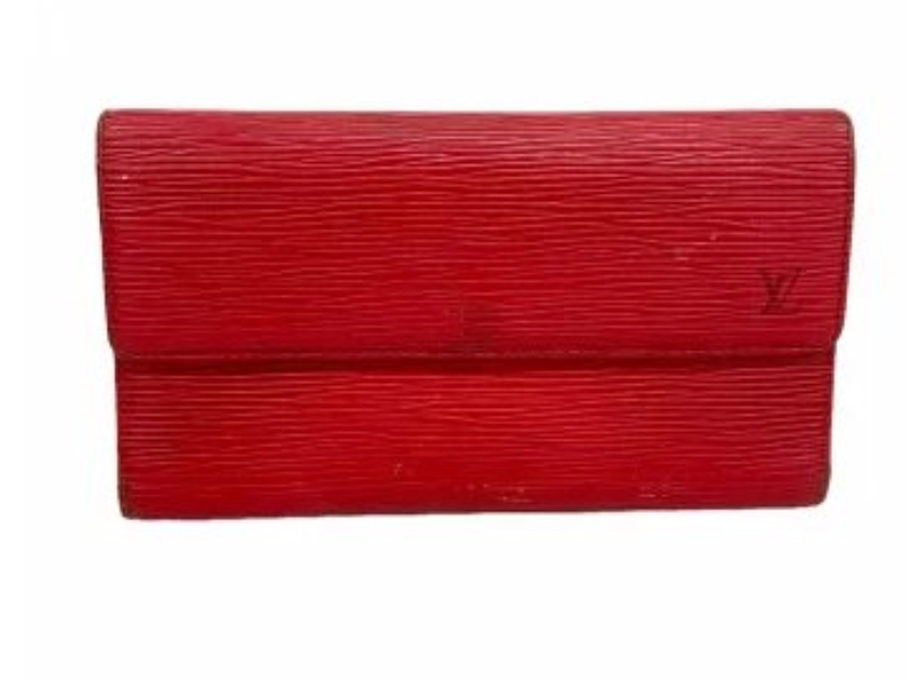 Portefeuille trois volets Louis Vuitton Épi Porte-Trésor International rouge castillan