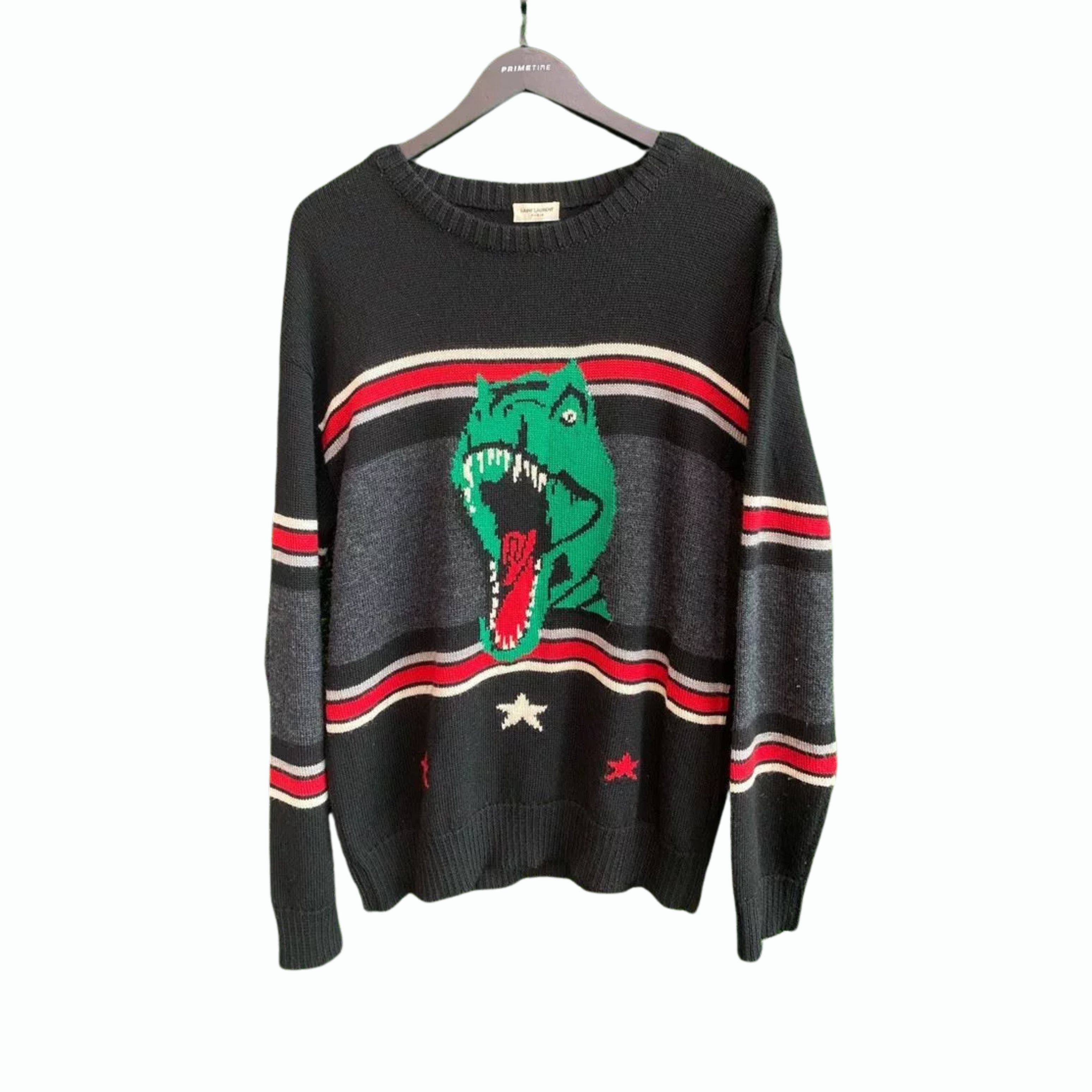 Pull en laine Yves Saint Laurent T Rex Dino