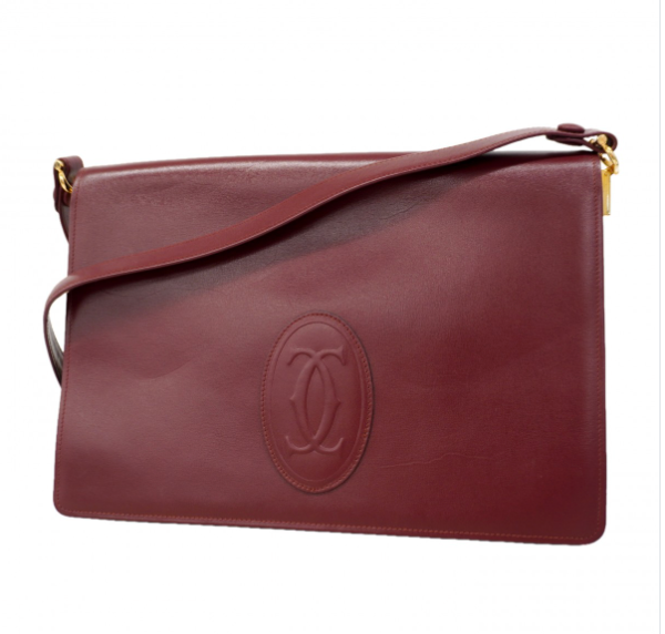 Sac à bandoulière Cartier Must cuir bordeaux, ferrures dorées