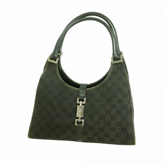 Sac à main Gucci Jackie toile GG noir garnitures argentées