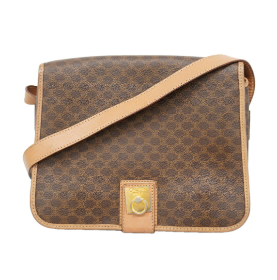 Sac bandoulière Céline Macadam PVC marron, ferrures dorées