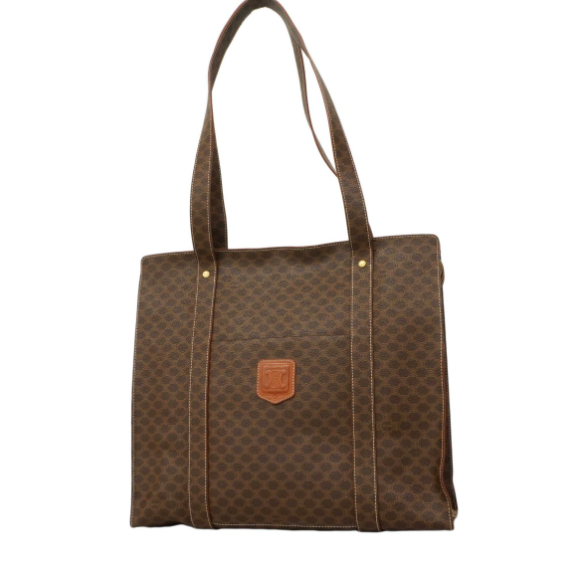 Celine Macadam brown PVC tote bag with gold hardware