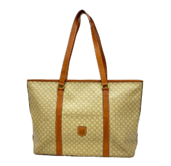 Sac cabas Céline Macadam PVC marron, garniture dorée