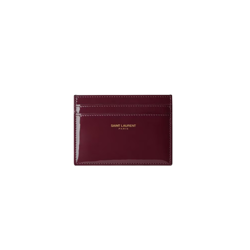 Saint Laurent Porte Carte Vernis Bordeaux