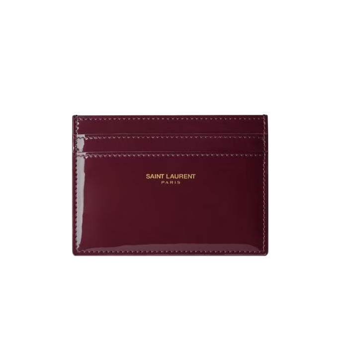 Saint Laurent Bordeaux Patent Leather Card Holder