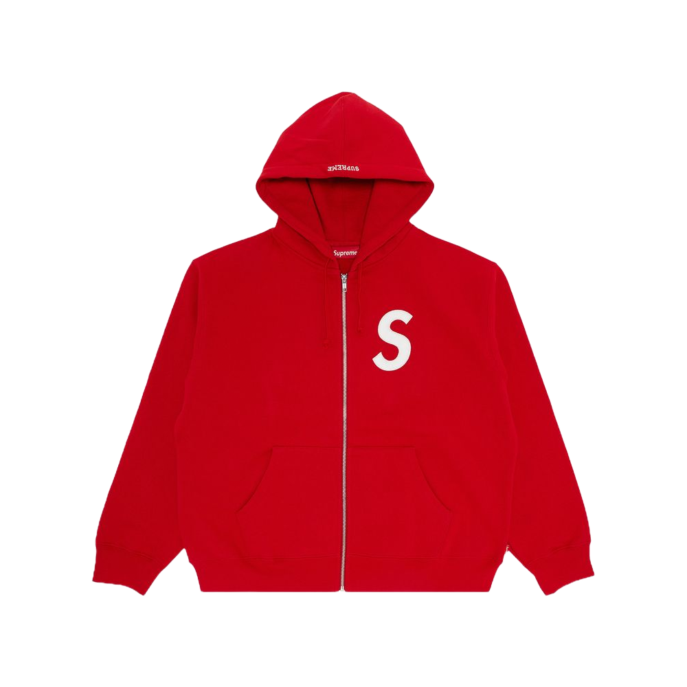 Supreme S Logo Zip Up Hooded Sweatshirt Red