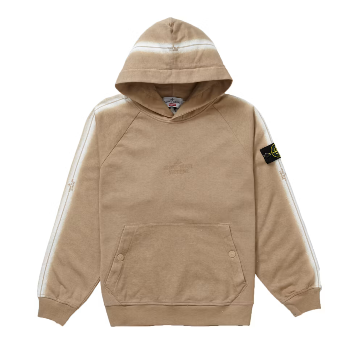 Supreme Stone Island Stripe Hooded Sweatshirt Tan
